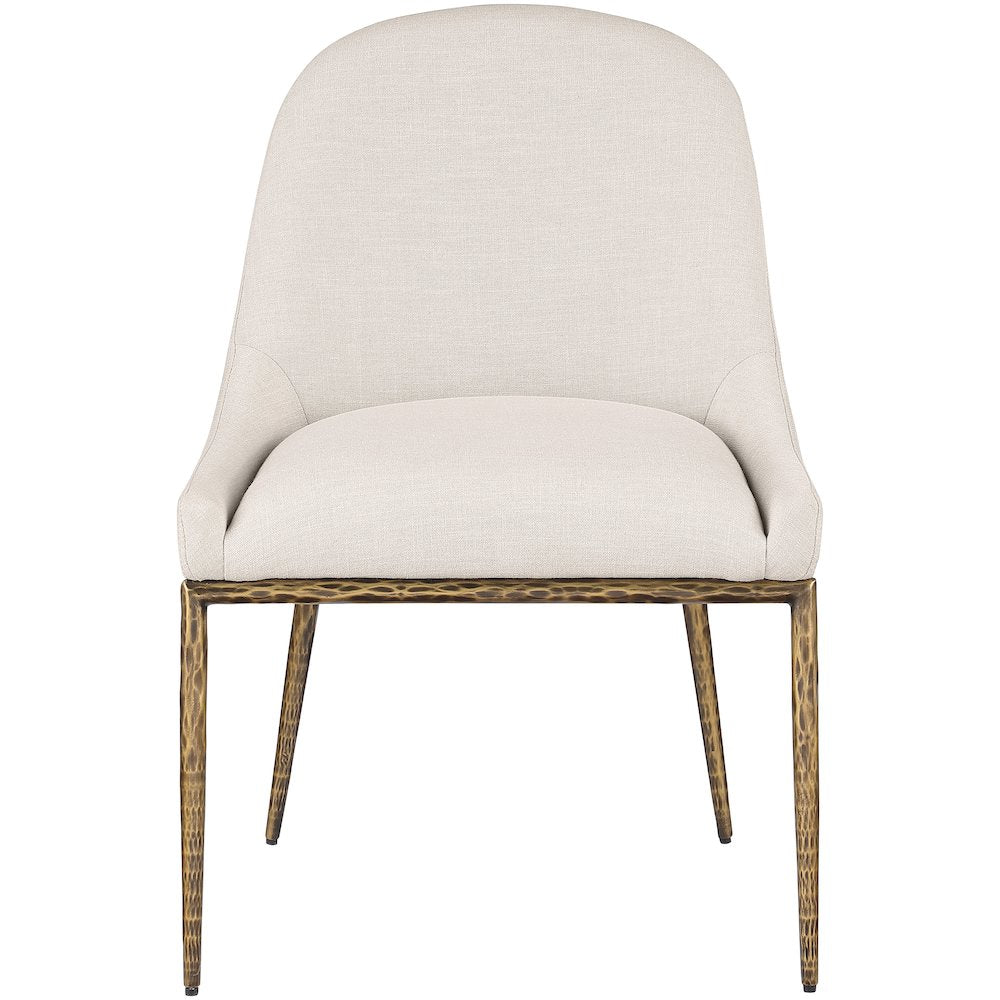 Ferro Beige Linen Textured Performance Fabric Upholstered Dining Side Chair