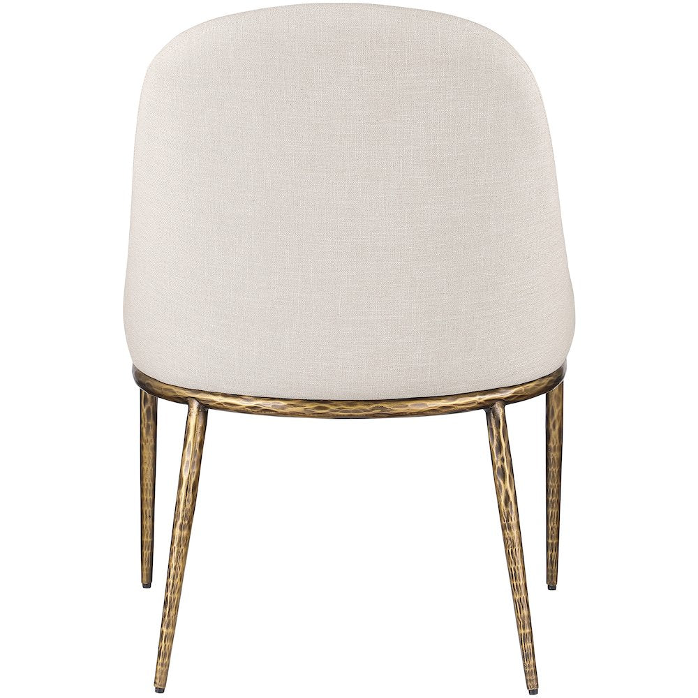 Ferro Beige Linen Textured Performance Fabric Upholstered Dining Side Chair