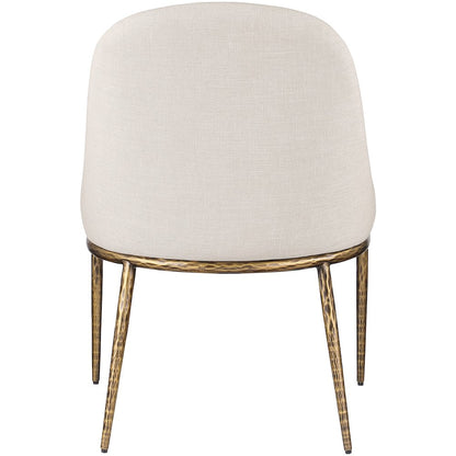 Ferro Beige Linen Textured Performance Fabric Upholstered Dining Side Chair