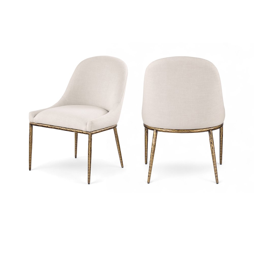 Ferro Beige Linen Textured Performance Fabric Upholstered Dining Side Chair