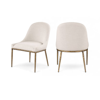 Ferro Beige Linen Textured Performance Fabric Upholstered Dining Side Chair