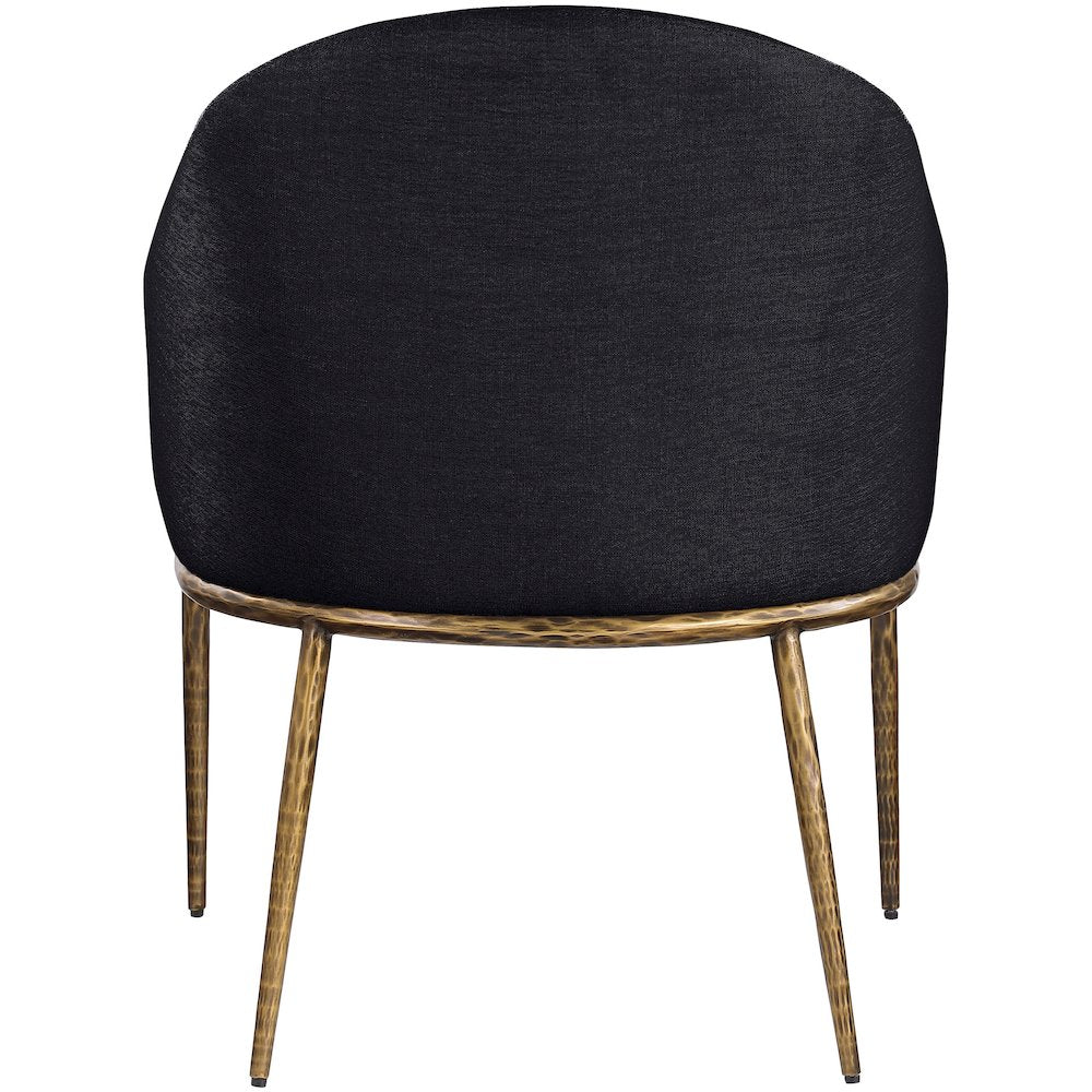 Ferro Black Linen Textured Performance Fabric Upholstered Dining Arm Chair
