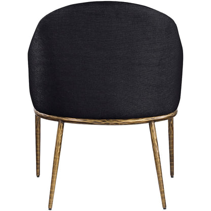 Ferro Black Linen Textured Performance Fabric Upholstered Dining Arm Chair