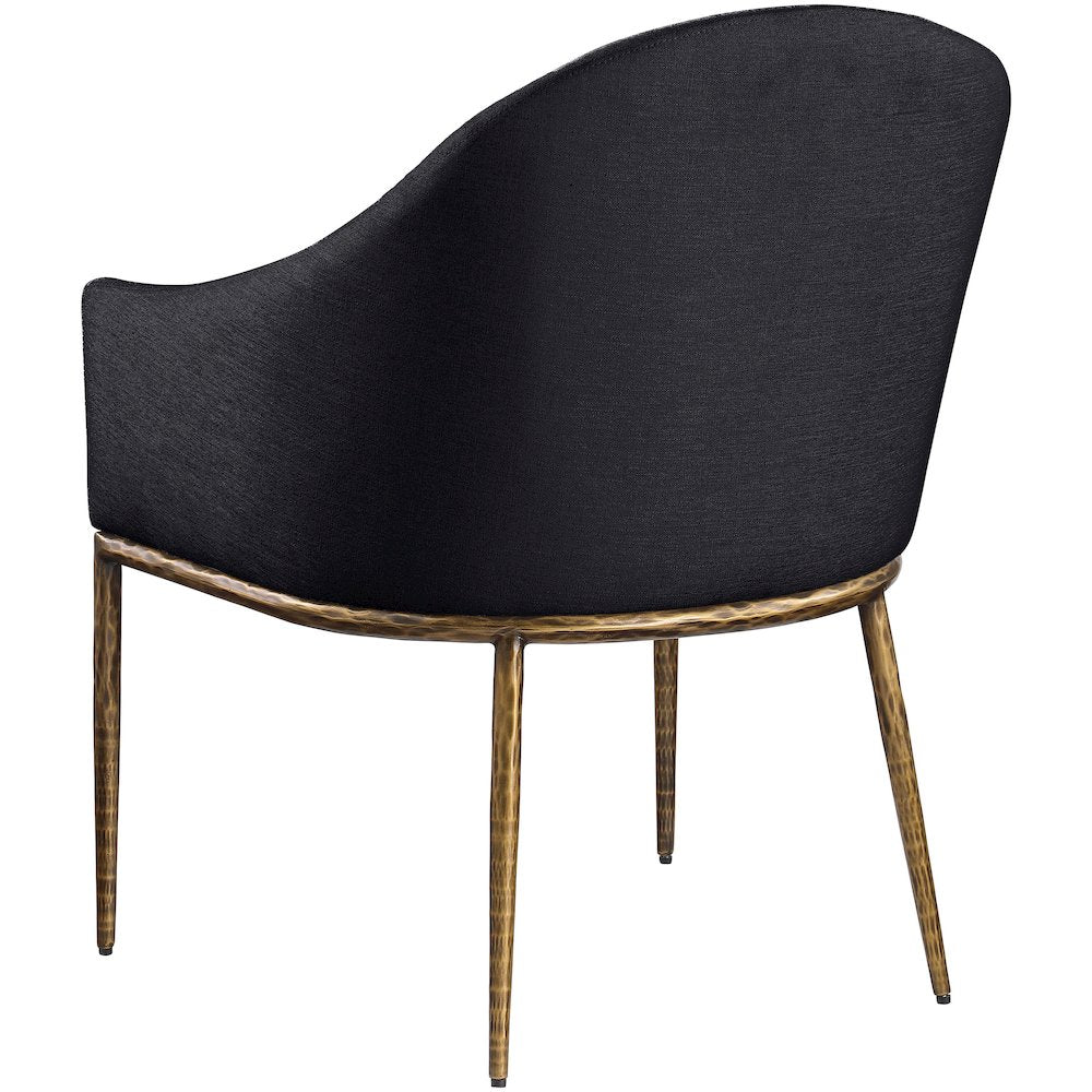 Ferro Black Linen Textured Performance Fabric Upholstered Dining Arm Chair