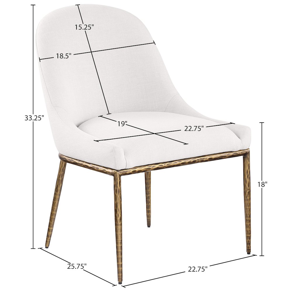 Ferro Cream Linen Textured Performance Fabric Upholstered Dining Side Chair