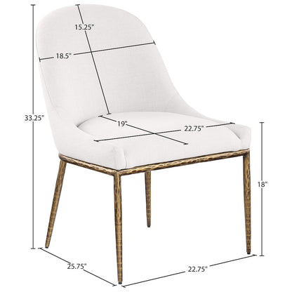 Ferro Cream Linen Textured Performance Fabric Upholstered Dining Side Chair