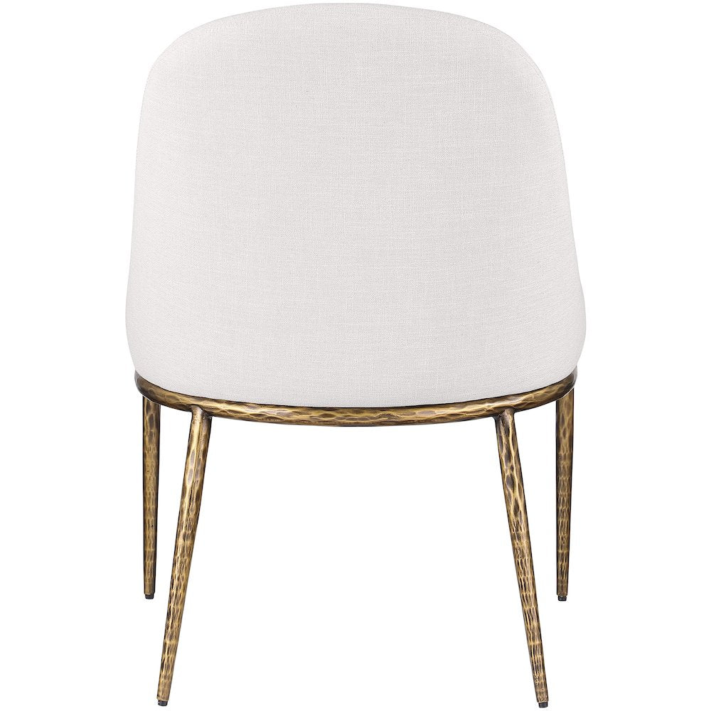 Ferro Cream Linen Textured Performance Fabric Upholstered Dining Side Chair