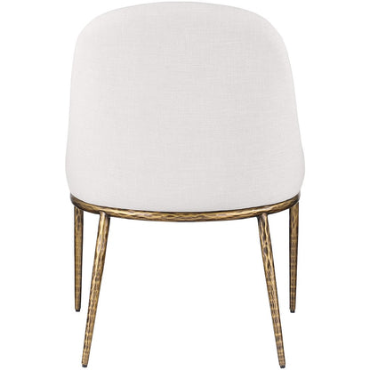 Ferro Cream Linen Textured Performance Fabric Upholstered Dining Side Chair