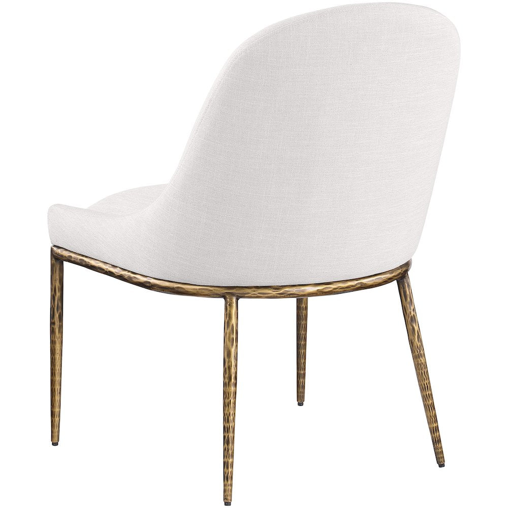Ferro Cream Linen Textured Performance Fabric Upholstered Dining Side Chair