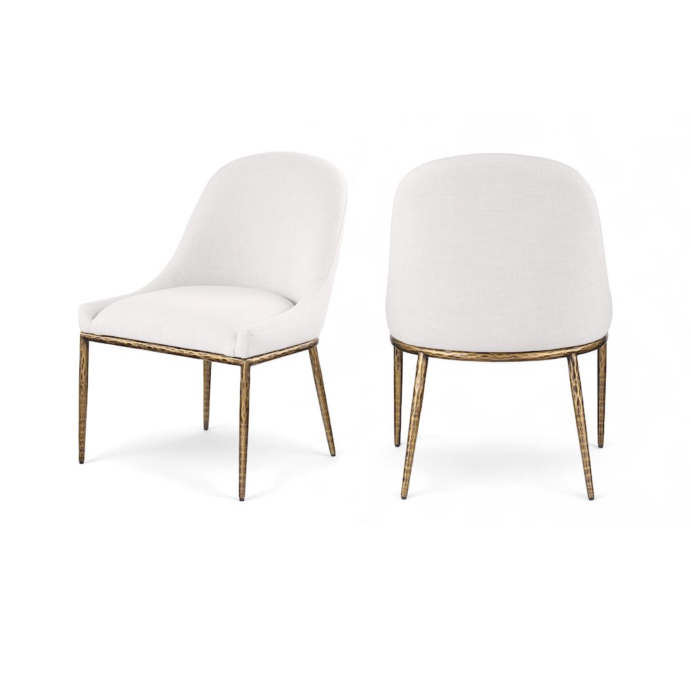 Ferro Cream Linen Textured Performance Fabric Upholstered Dining Side Chair