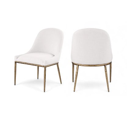 Ferro Cream Linen Textured Performance Fabric Upholstered Dining Side Chair