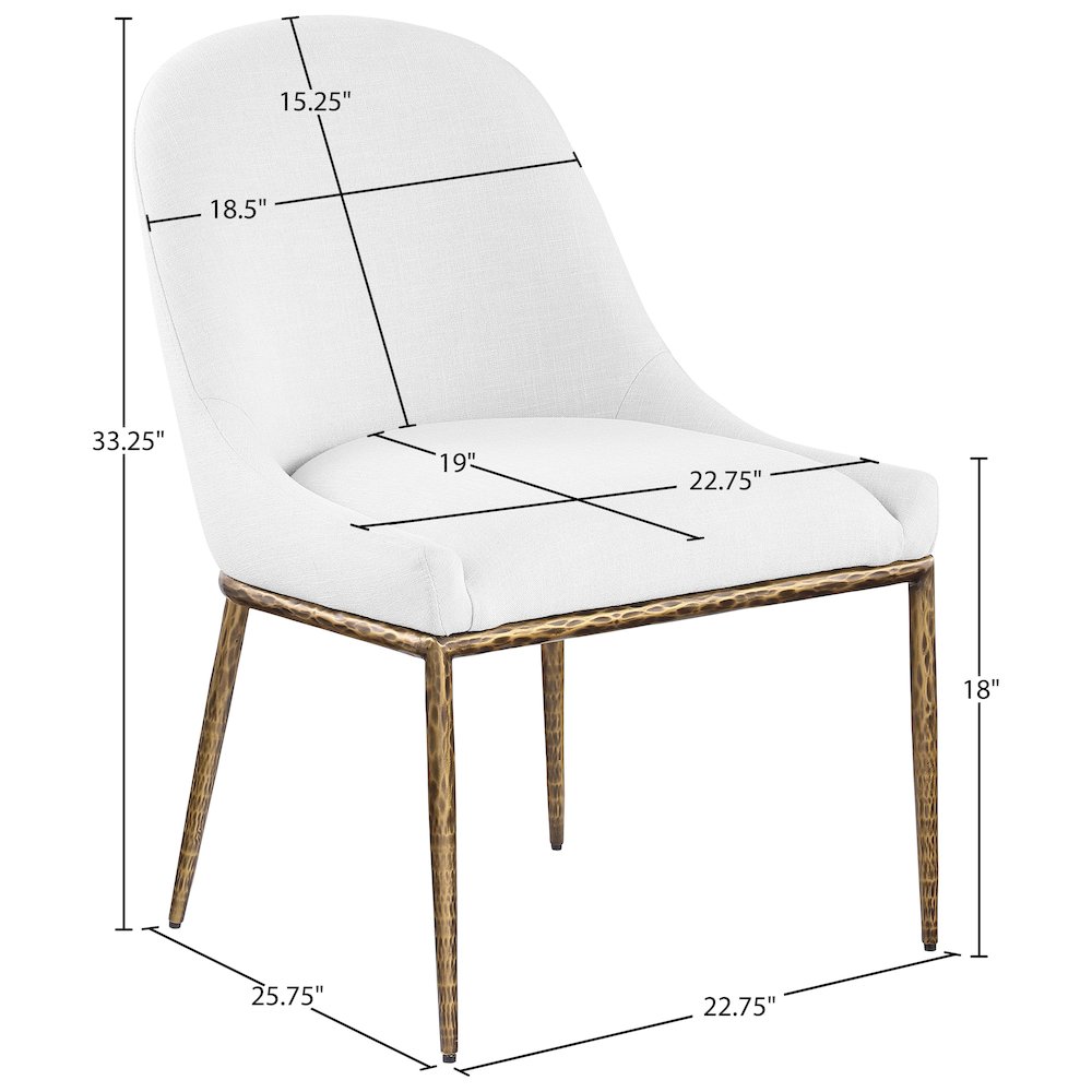 Ferro White Linen Textured Performance Fabric Upholstered Dining Side Chair
