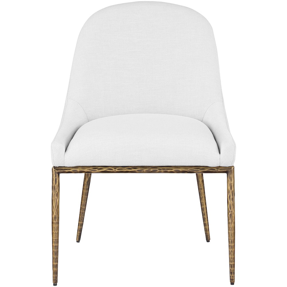 Ferro White Linen Textured Performance Fabric Upholstered Dining Side Chair
