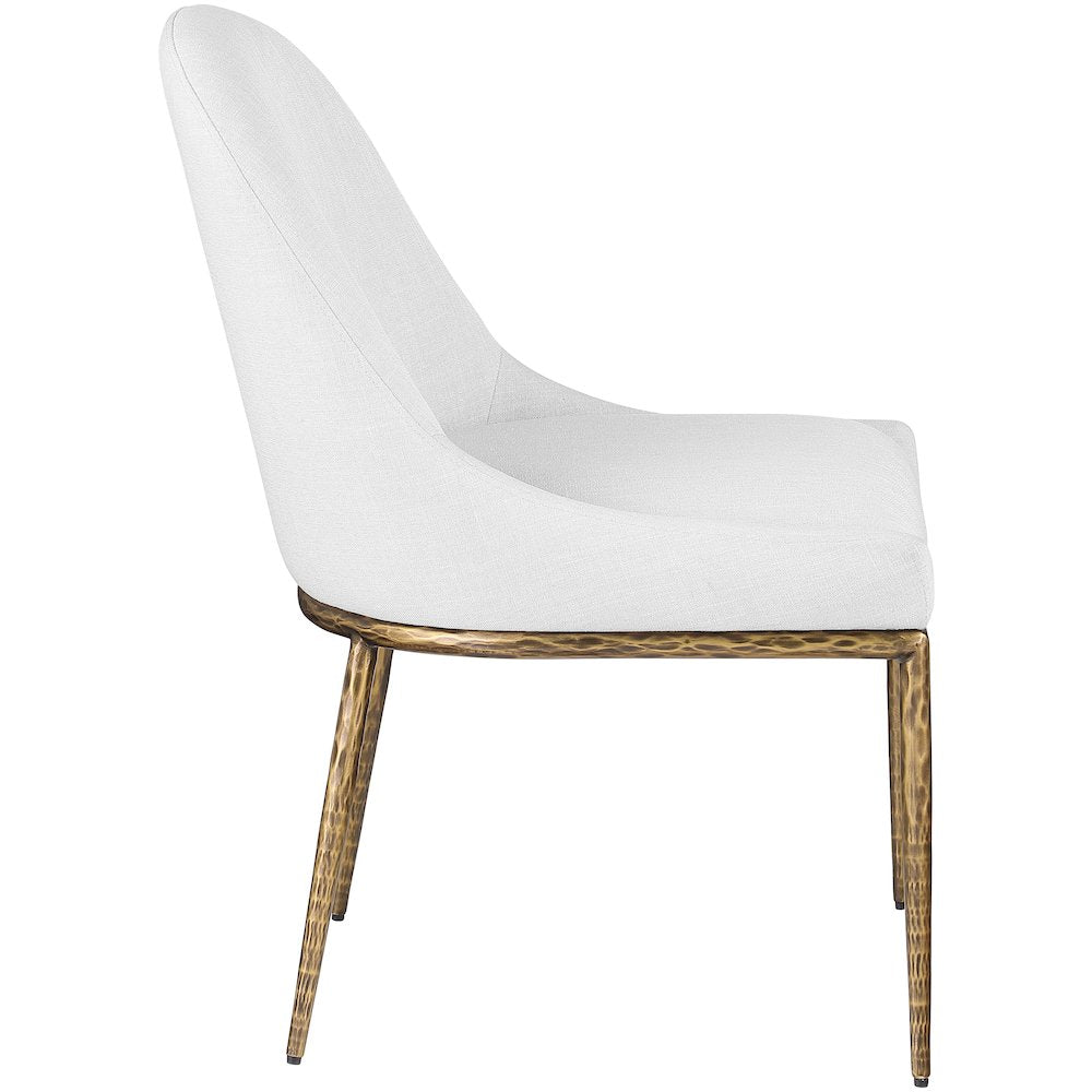 Ferro White Linen Textured Performance Fabric Upholstered Dining Side Chair