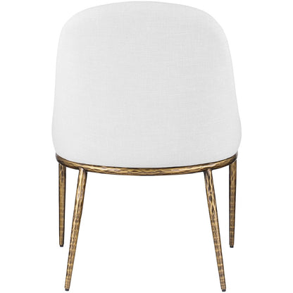 Ferro White Linen Textured Performance Fabric Upholstered Dining Side Chair
