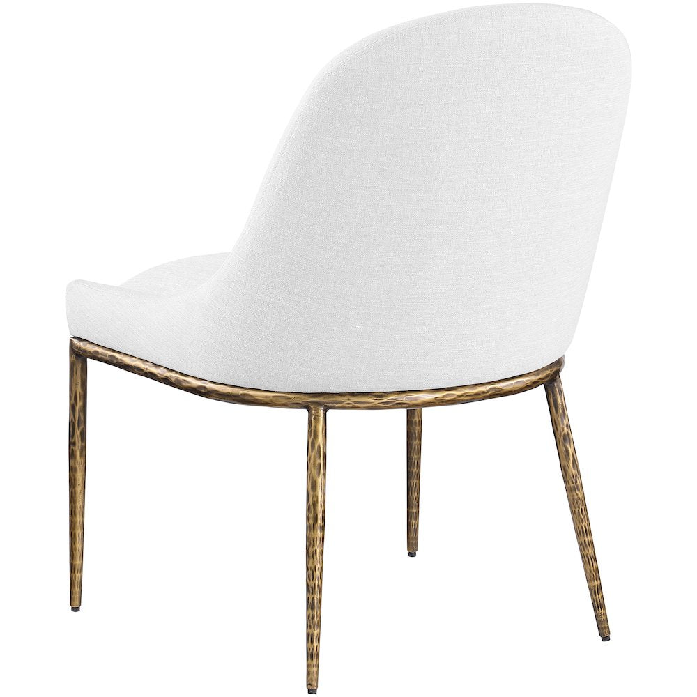 Ferro White Linen Textured Performance Fabric Upholstered Dining Side Chair