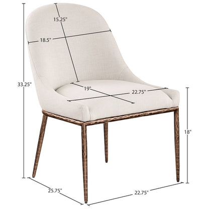 Ferro Beige Linen Textured Performance Fabric Upholstered Dining Side Chair