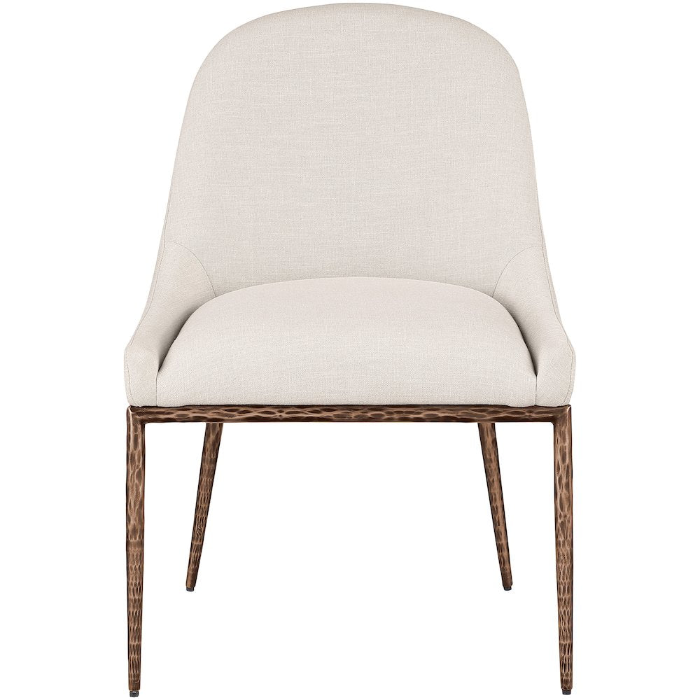 Ferro Beige Linen Textured Performance Fabric Upholstered Dining Side Chair