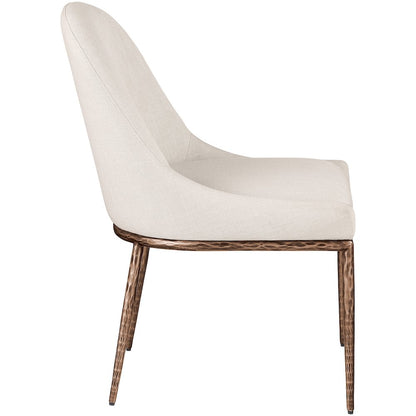 Ferro Beige Linen Textured Performance Fabric Upholstered Dining Side Chair