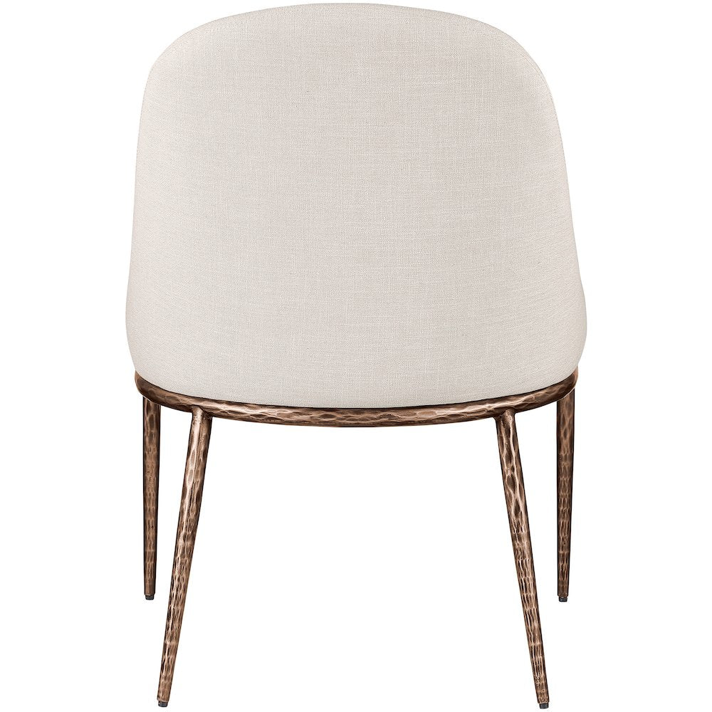 Ferro Beige Linen Textured Performance Fabric Upholstered Dining Side Chair