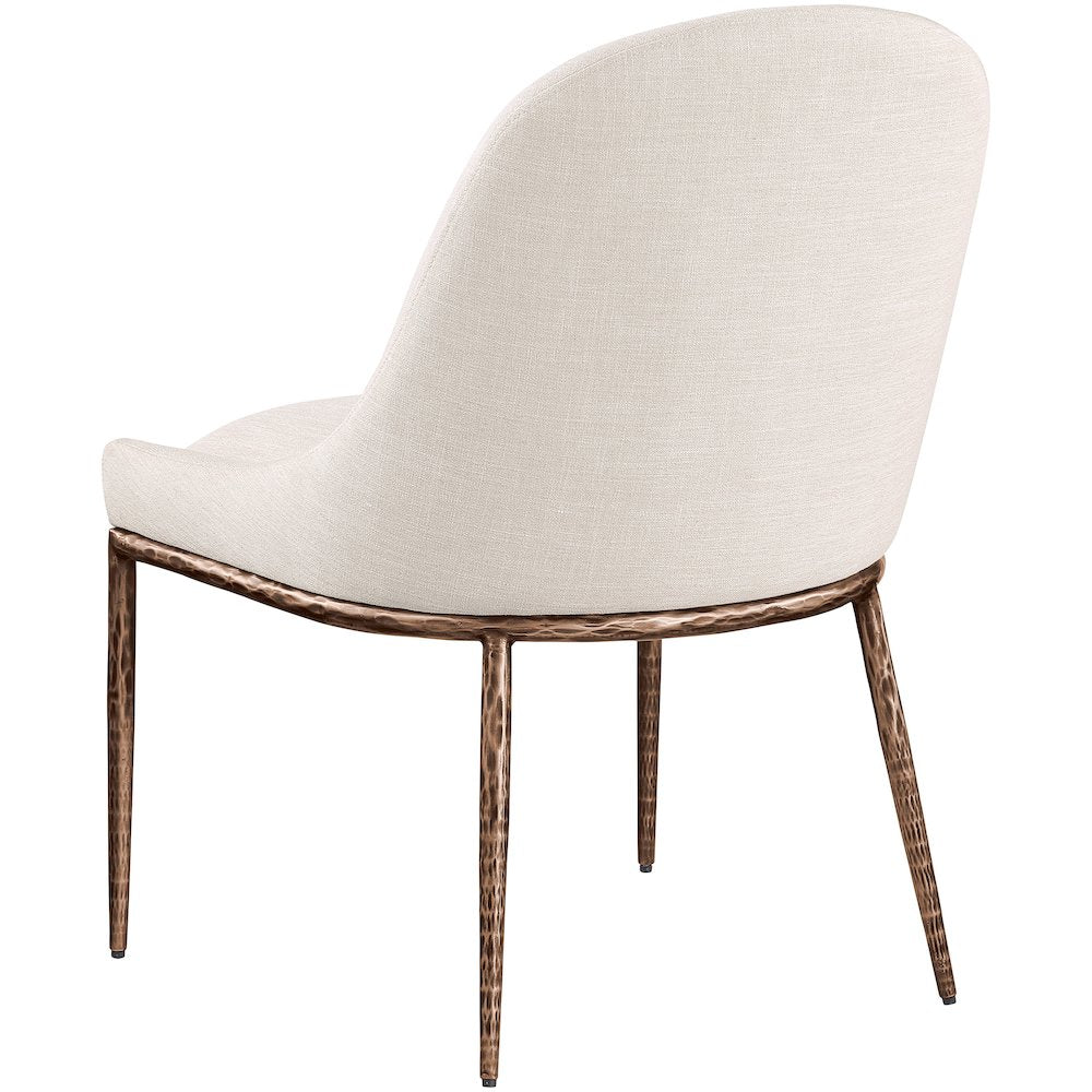 Ferro Beige Linen Textured Performance Fabric Upholstered Dining Side Chair