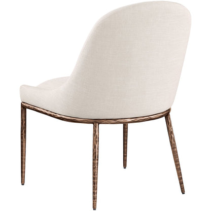 Ferro Beige Linen Textured Performance Fabric Upholstered Dining Side Chair