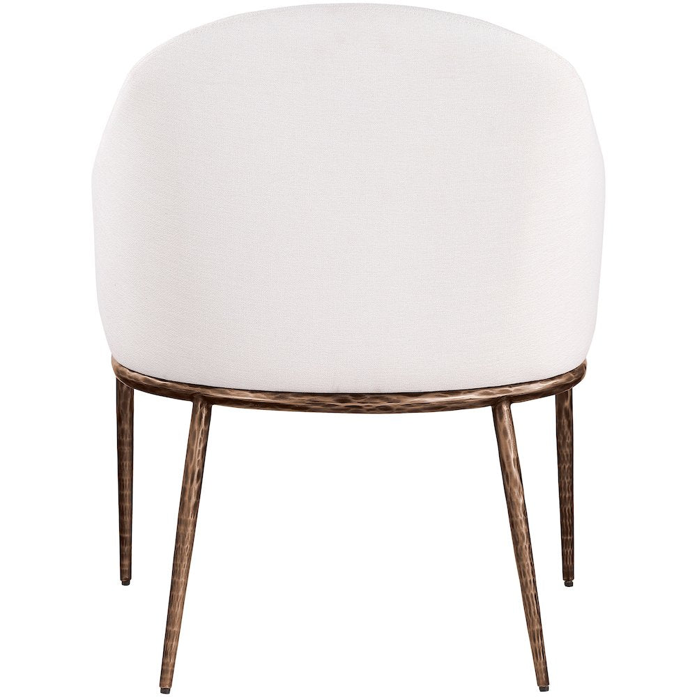 Ferro Cream Linen Textured Performance Fabric Upholstered Dining Arm Chair