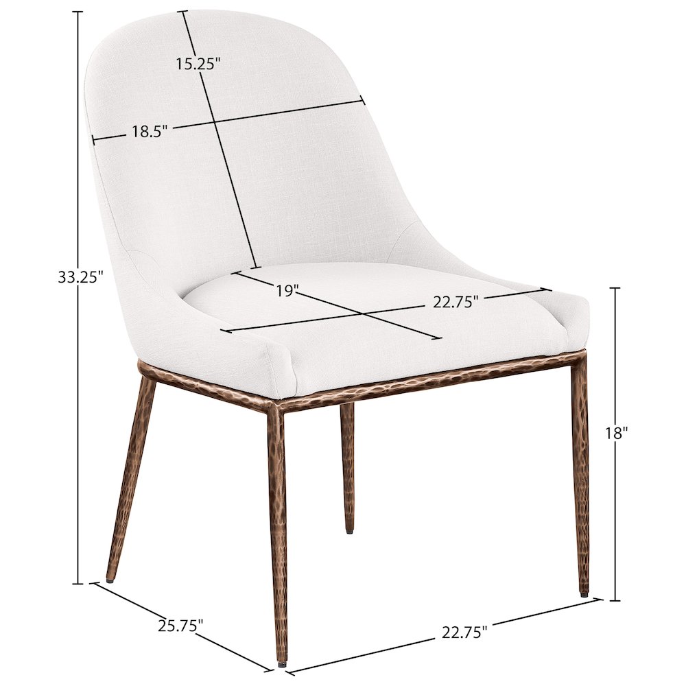 Ferro Cream Linen Textured Performance Fabric Upholstered Dining Side Chair