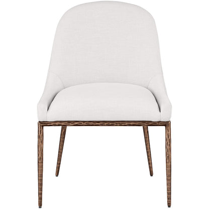Ferro Cream Linen Textured Performance Fabric Upholstered Dining Side Chair