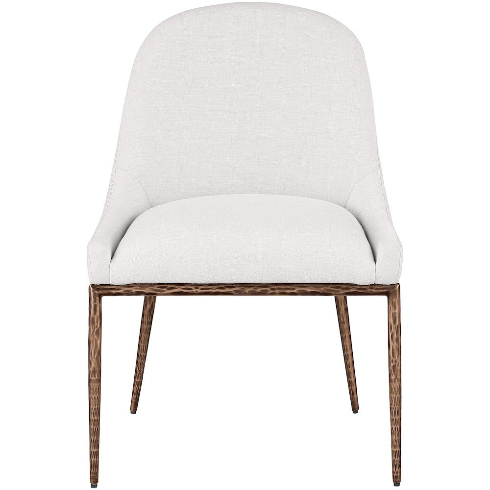 Ferro Cream Linen Textured Performance Fabric Upholstered Dining Side Chair