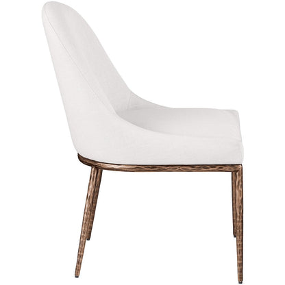 Ferro Cream Linen Textured Performance Fabric Upholstered Dining Side Chair