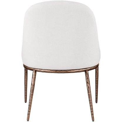 Ferro Cream Linen Textured Performance Fabric Upholstered Dining Side Chair