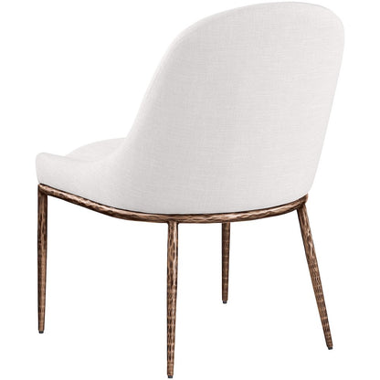 Ferro Cream Linen Textured Performance Fabric Upholstered Dining Side Chair