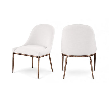 Ferro Cream Linen Textured Performance Fabric Upholstered Dining Side Chair