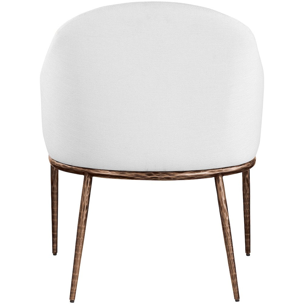 Ferro White Linen Textured Performance Fabric Upholstered Dining Arm Chair