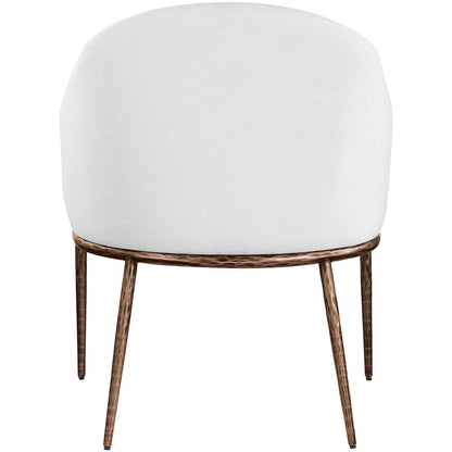 Ferro White Linen Textured Performance Fabric Upholstered Dining Arm Chair
