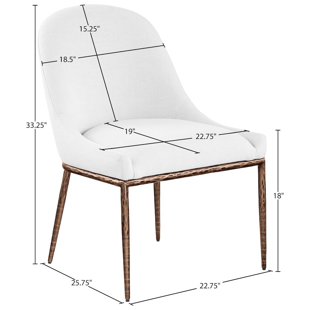 Ferro White Linen Textured Performance Fabric Upholstered Dining Side Chair