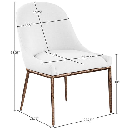 Ferro White Linen Textured Performance Fabric Upholstered Dining Side Chair