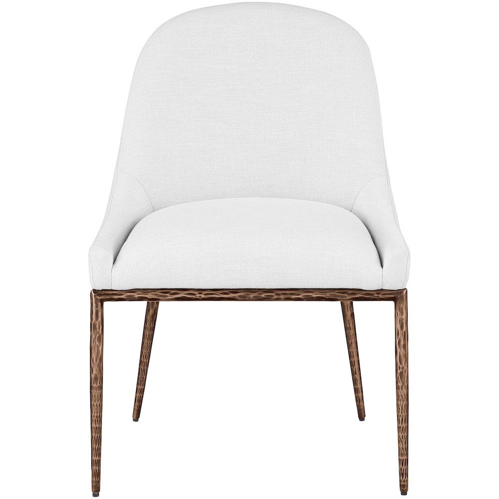 Ferro White Linen Textured Performance Fabric Upholstered Dining Side Chair