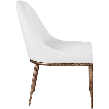 Ferro White Linen Textured Performance Fabric Upholstered Dining Side Chair