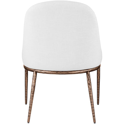 Ferro White Linen Textured Performance Fabric Upholstered Dining Side Chair