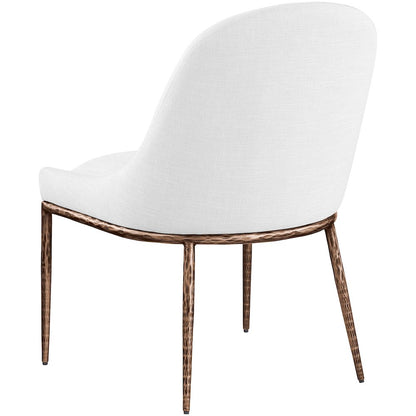 Ferro White Linen Textured Performance Fabric Upholstered Dining Side Chair