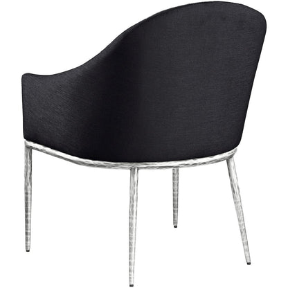 Ferro Black Linen Textured Performance Fabric Upholstered Dining Arm Chair