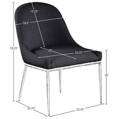Ferro Black Linen Textured Performance Fabric Upholstered Dining Side Chair