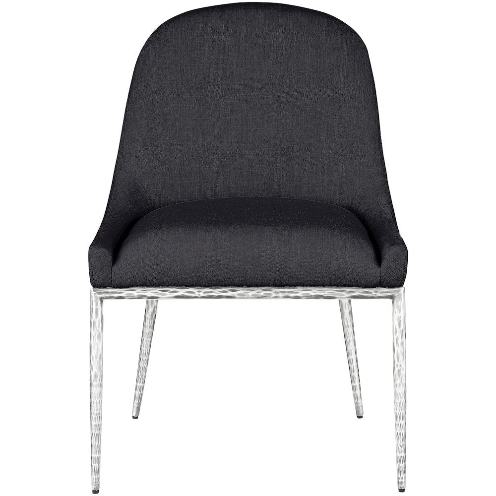 Ferro Black Linen Textured Performance Fabric Upholstered Dining Side Chair