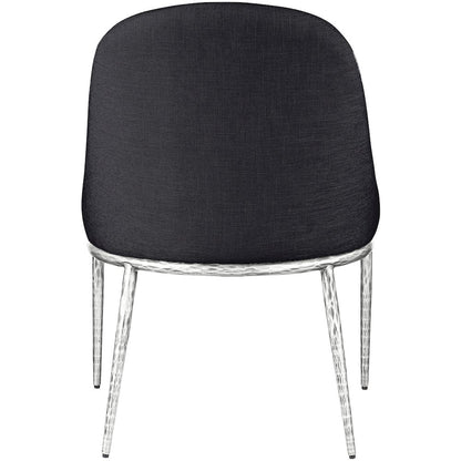 Ferro Black Linen Textured Performance Fabric Upholstered Dining Side Chair