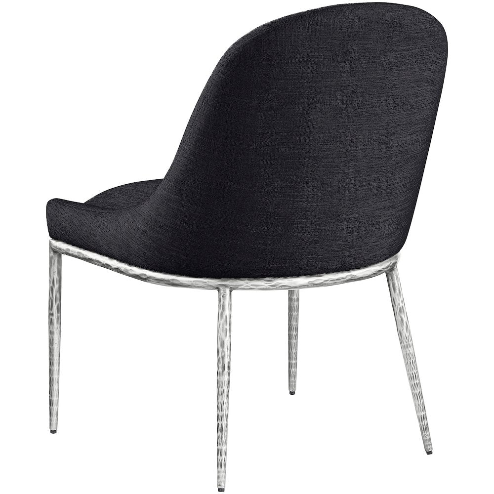 Ferro Black Linen Textured Performance Fabric Upholstered Dining Side Chair