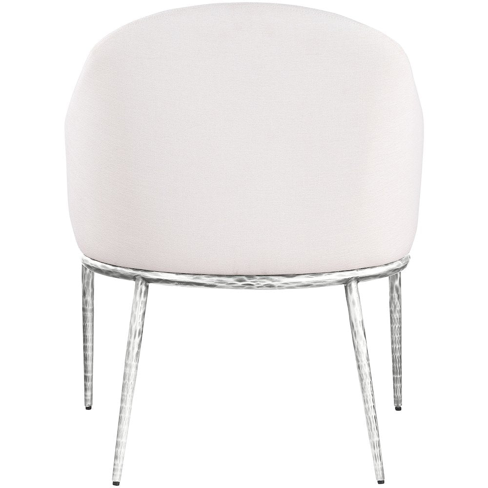 Ferro Cream Linen Textured Performance Fabric Upholstered Dining Arm Chair