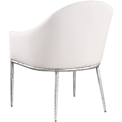 Ferro Cream Linen Textured Performance Fabric Upholstered Dining Arm Chair