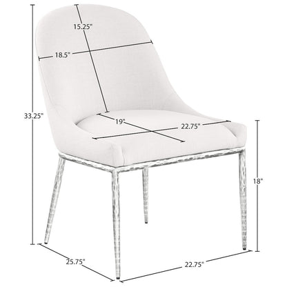 Ferro Cream Linen Textured Performance Fabric Upholstered Dining Side Chair